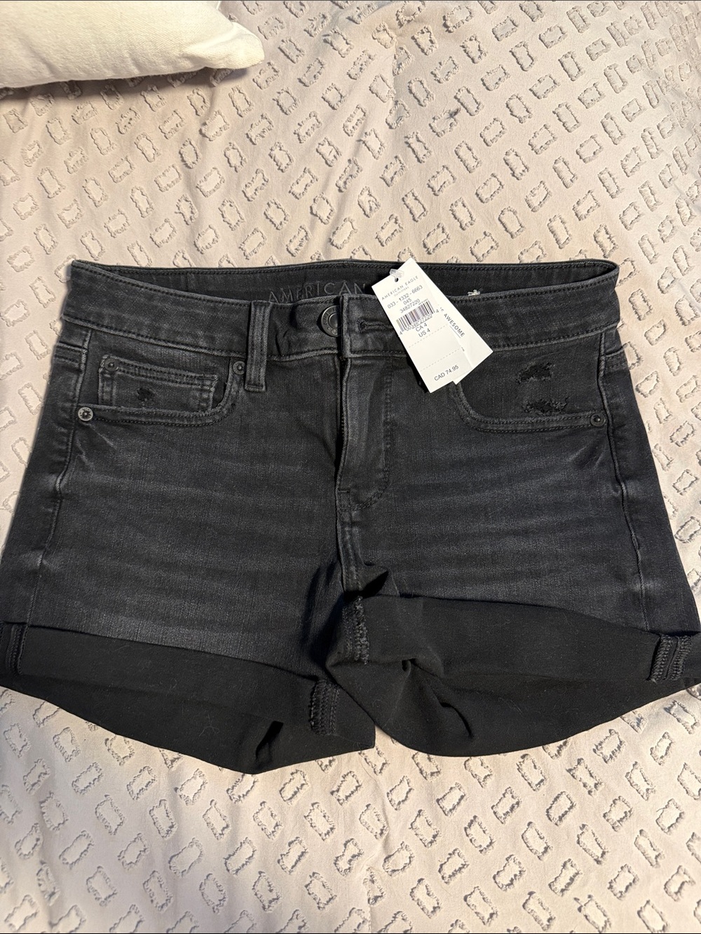 American Eagle Outfitters Black Cuffed Denim Women's Shorts